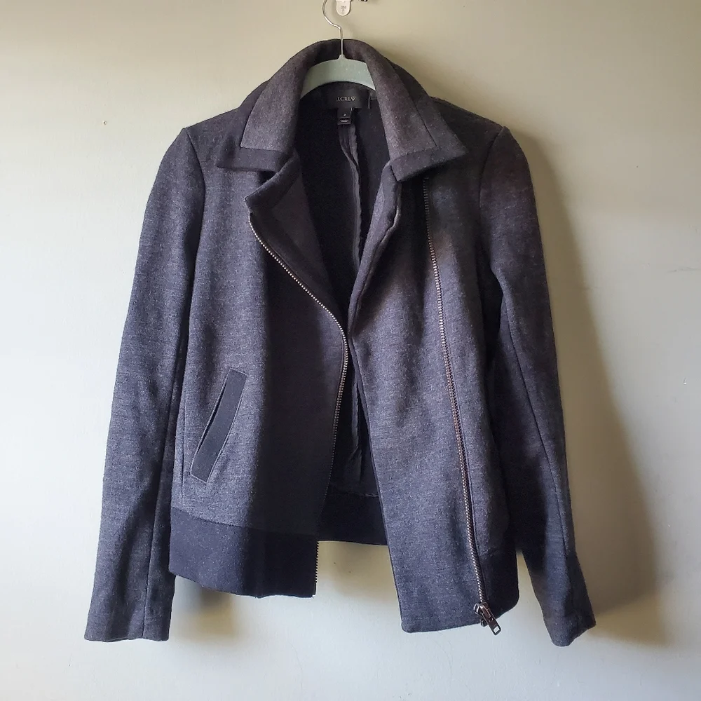 J. Crew Stretch Wool Motorcycle Jacket 07569 Size 2